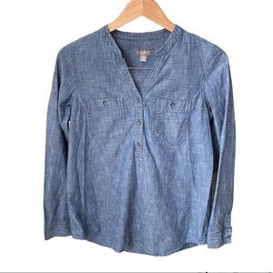 J.JILL Blue Denim Half Button Shirt